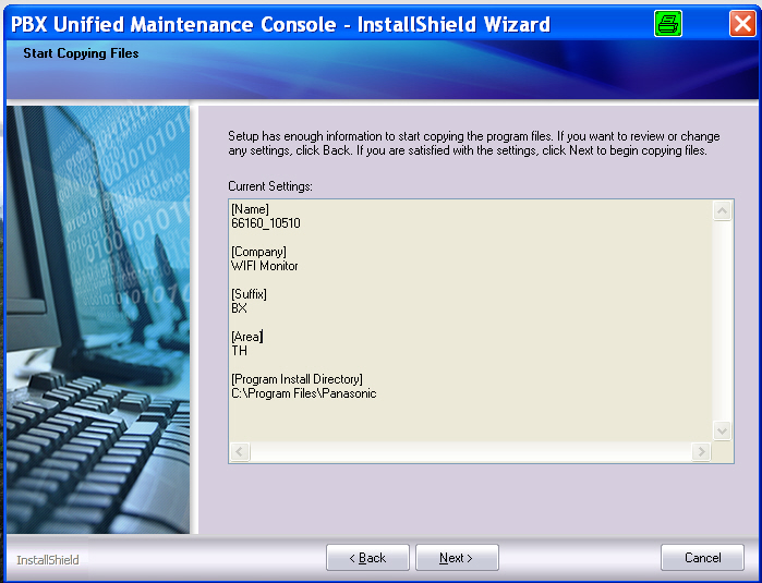 การติดตั้งโปรแกรม Panasonic (PBXUnified)